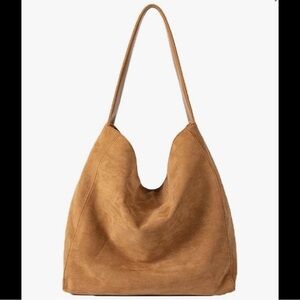 Vegan Suede Tan Hobo Shoulder Bag